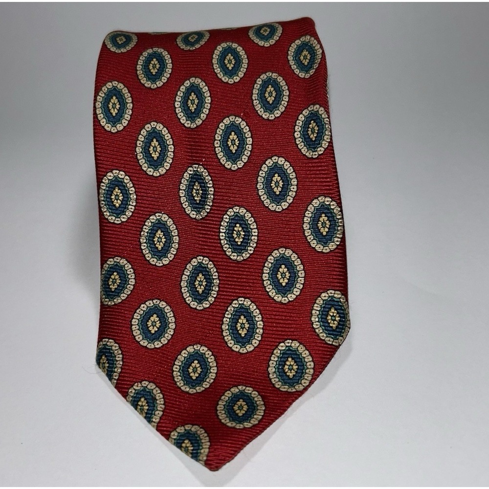 Polo Ralph Lauren Vintage Handmade Silk 3 1/4" W, 60"L, Red Geometric